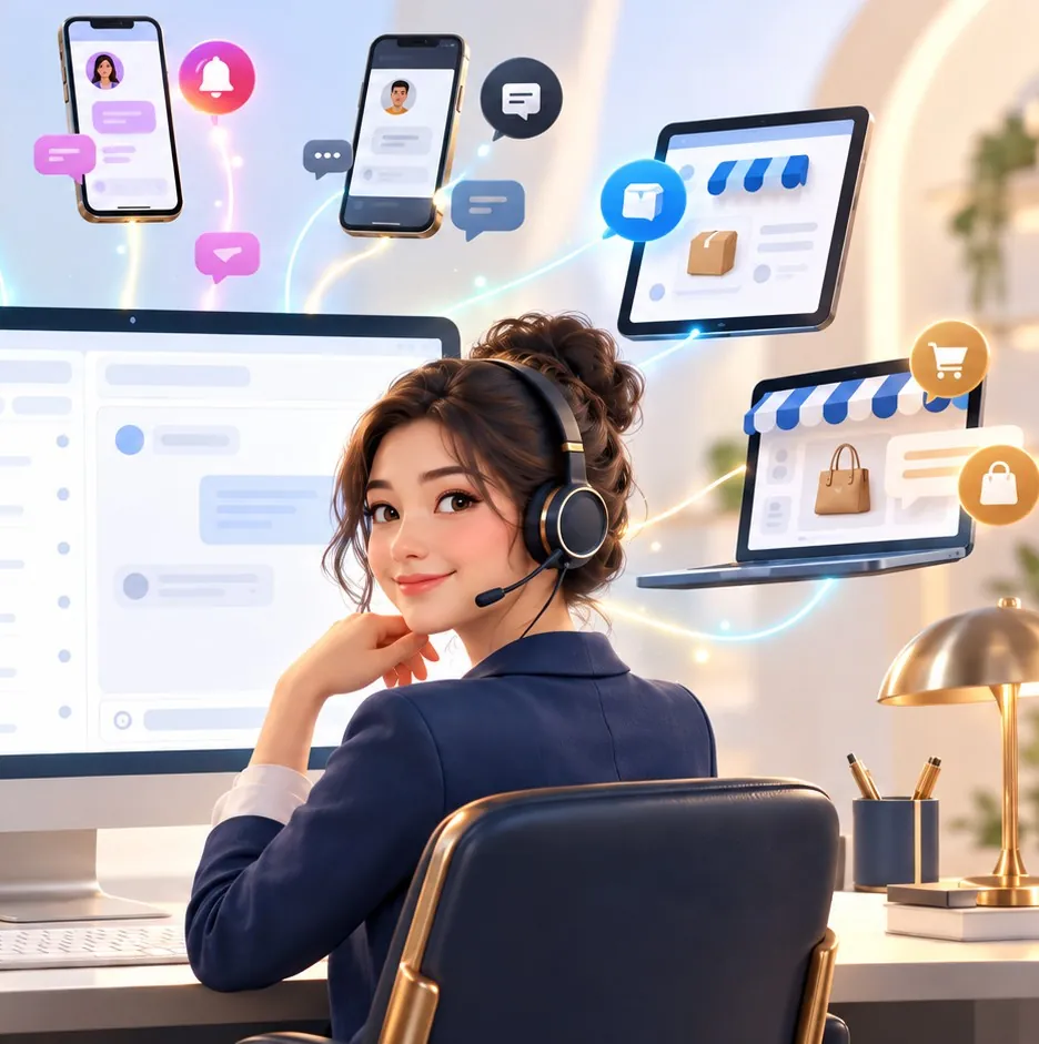 A sales agent juggling messages from many apps